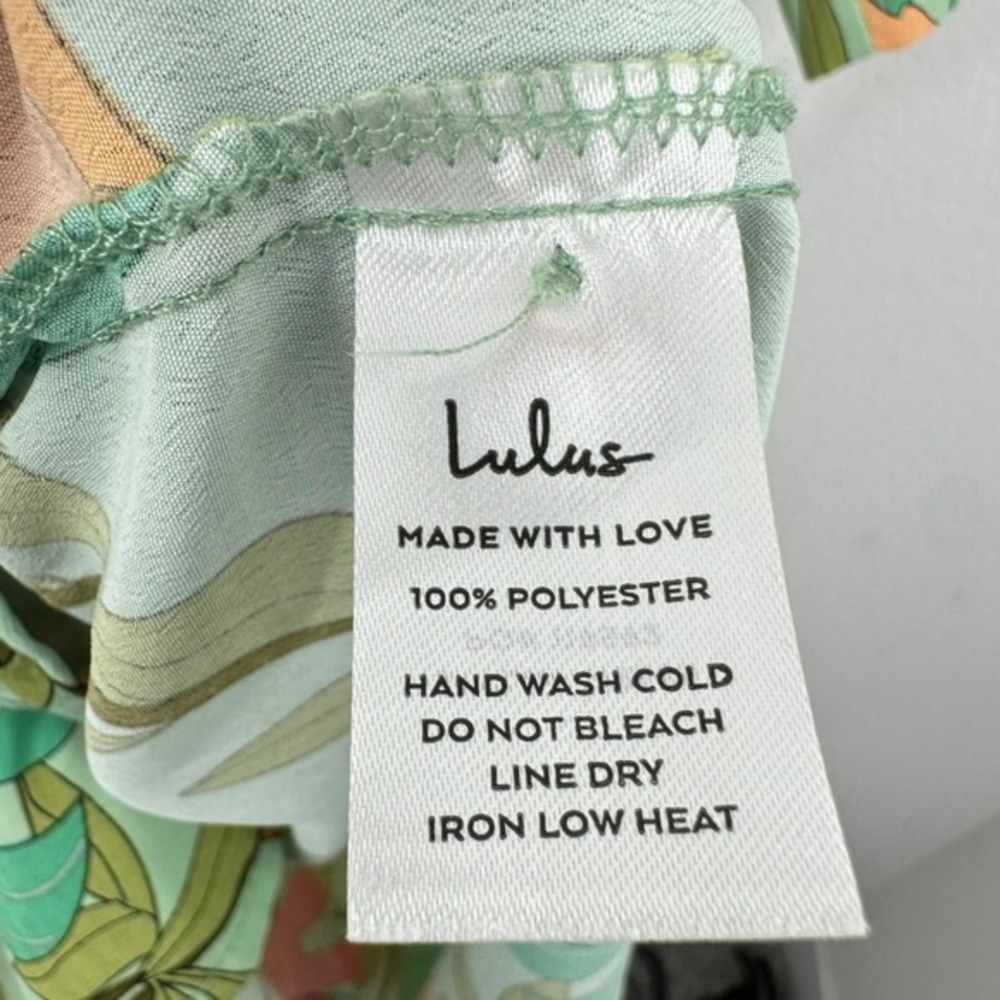 Lulus XS Tropical Floral Mini Shirt Dress Green Pink Orange Button Front Vacay - Picture 5 of 7
